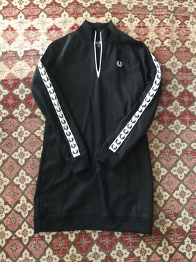 Rare Fred Perry Tracksuit Style Dress with Taped Laurel Logo Sleeves UK 12 US 8